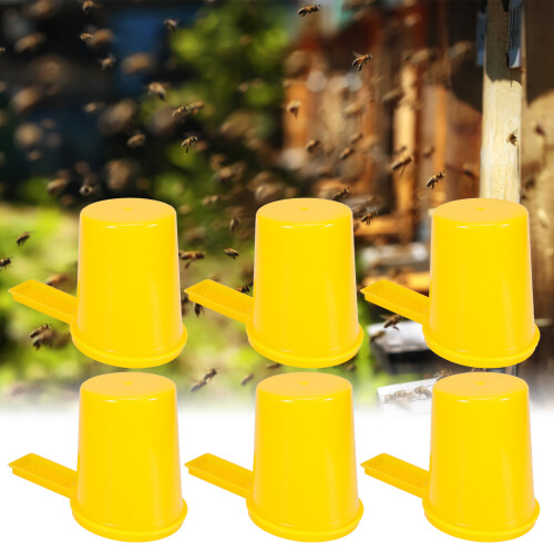 6Set Bee Water Feeder Beekeeping Drinking Device Plastic Yellow 521g