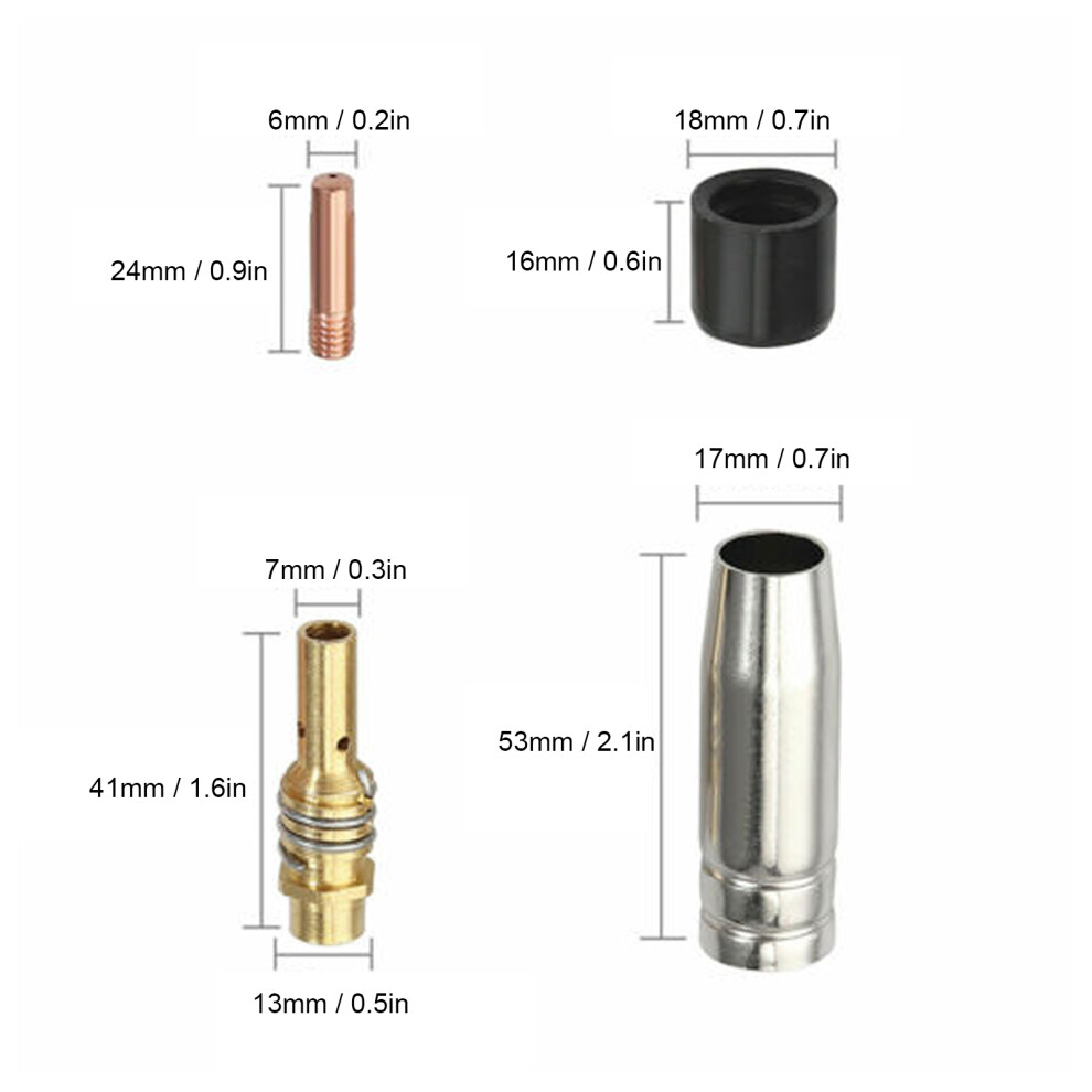 19Pcs Welding Nozzles & Tips Kit For Binzel 15Ak Mig Torch Spare Parts 4961360762228