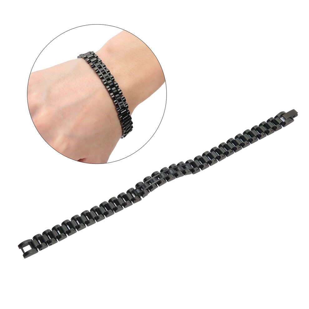 Stylish Unisex Black Stainless Steel Alloy Bracelet 22cm Jewelry-image-OPC-PMYD2VS-NEW