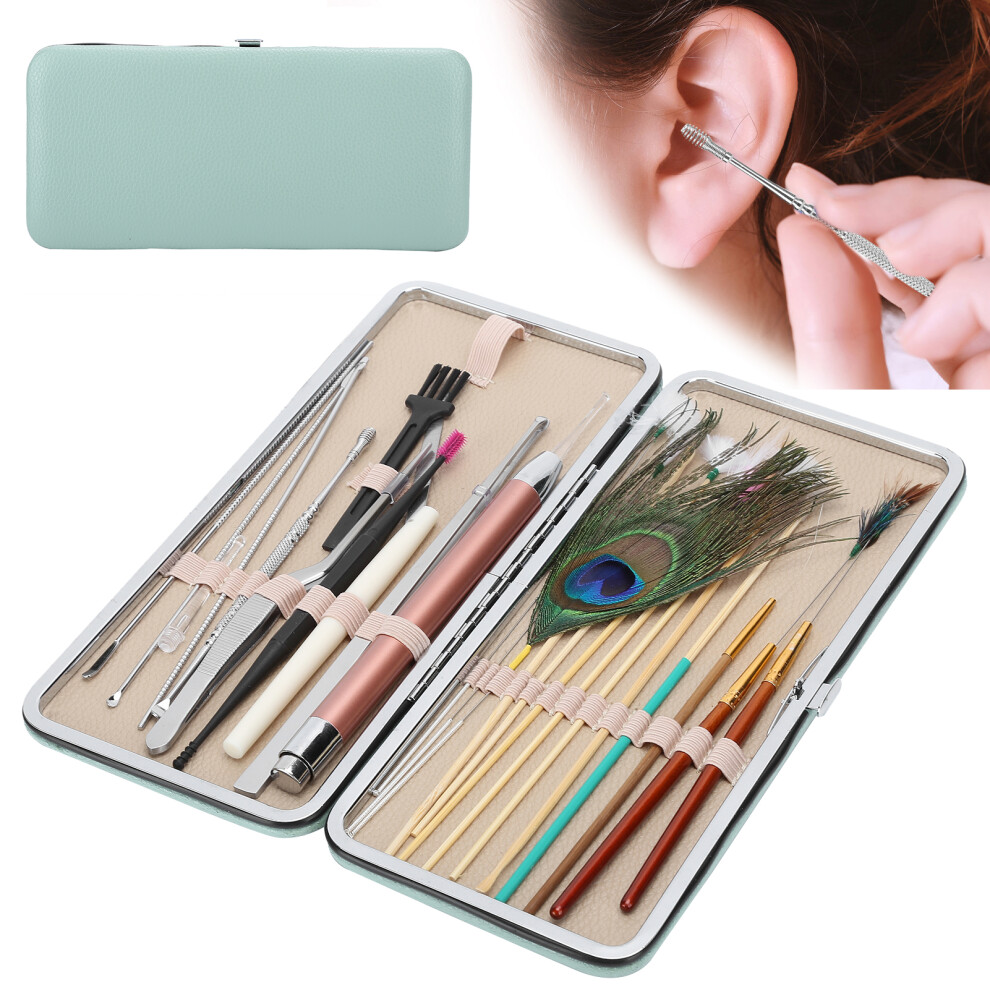 Green Spiral Ear Wax Removal Tool Set With Double-Ended Ear Picks