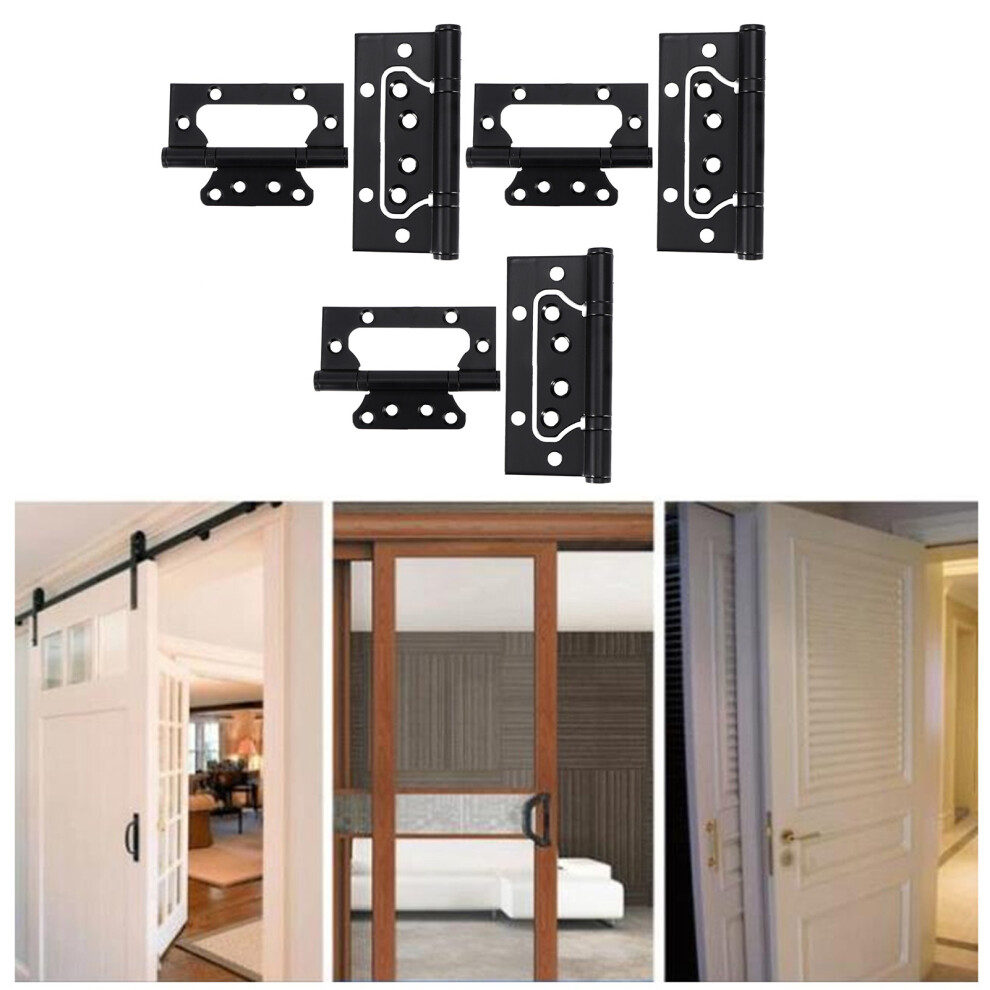 Door Hinge Zinc Alloy Flat Open Mute Bearing 3Set Black For Windows & Furniture 7611360763936