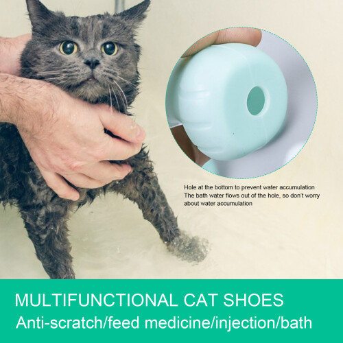 Adjustable Cat Nail Cover: Silicone Paw Protector Boots Mint Green 2