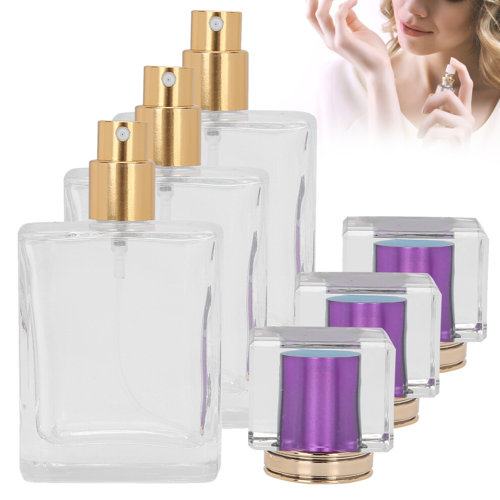 Purple 50Ml Refillable Glass Perfume Atomizer Bottle For Liquid Makeup