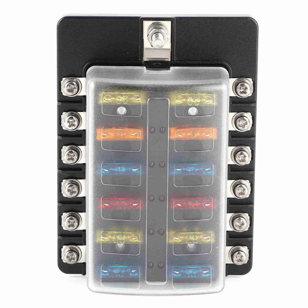 Waterproof Car Boat Yacht Fuse Box With 12 Slots Led Indicator And Cover 7891360779438