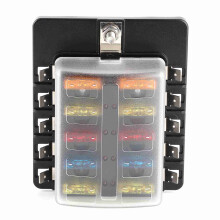 Boat Marine 10-Way Blade Fuse Holder with LED Indicator for Automotive Use