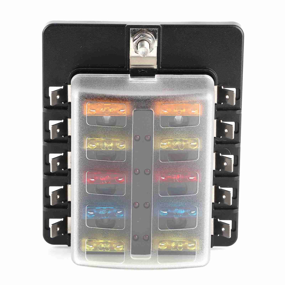 Boat Marine 10-Way Blade Fuse Holder With Led Indicator For Automotive Use Light 9391360779417