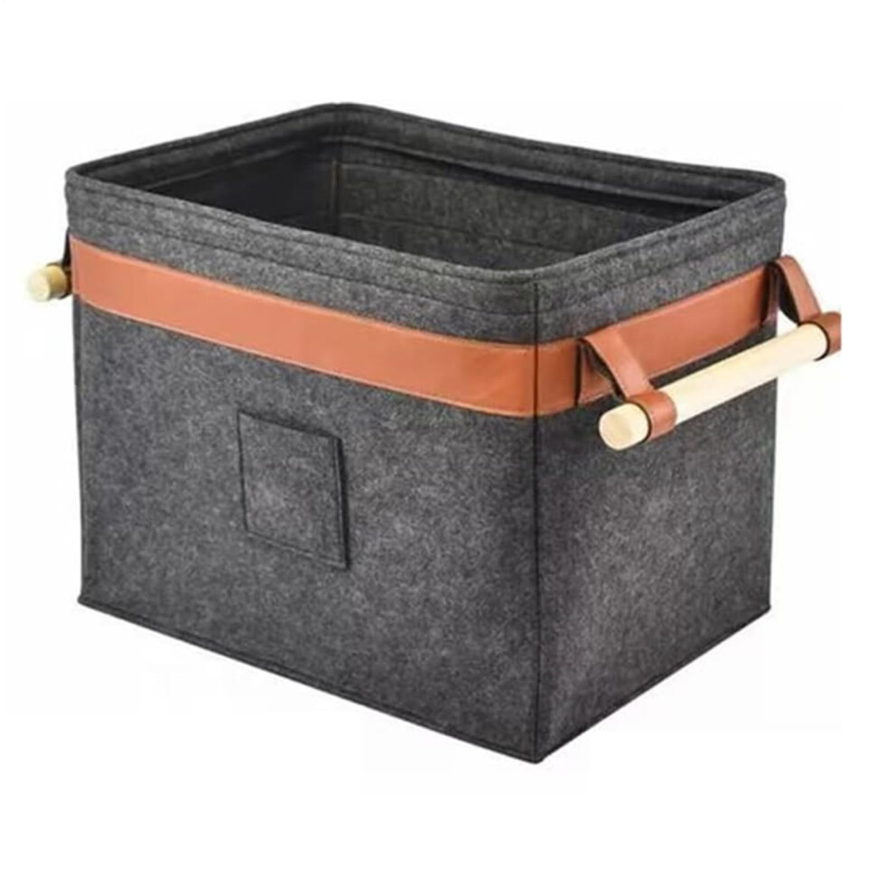 Log Door, Felt Log Basket | Foldable Storage Basket with Wooden Handle Wood Storage Box This del Basket is a Must! Wooden Storage Basket for Winter-image-OPC-PMYD9B6-NEW