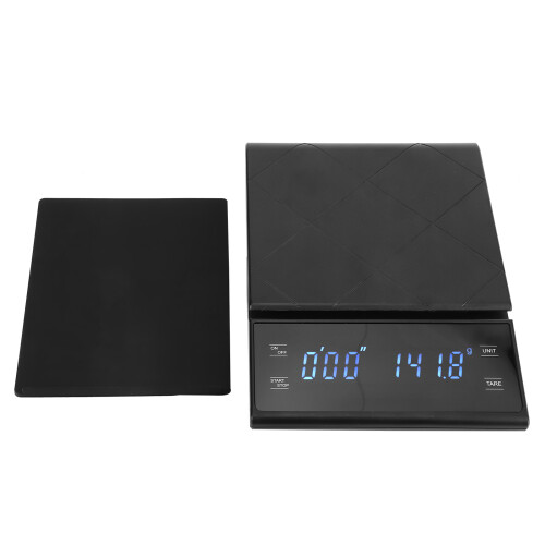 Digitale Küchenwaage mit Timer, 0,1g-3kg, LCD-Display, Schwarz 1