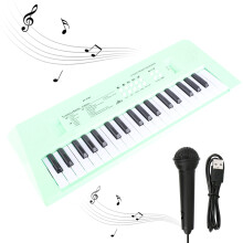 BF-3738 37-Tasten Elektrisches Mini-Klavier für Anfänger, Grün, Batteriebetrieb/USB-Stromversorgung