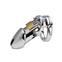 Chastity CagePenis CageSilverLocking CageAdult Sex Toys for MenWith Key and Lock45mmB2