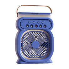 (blue) Timing Switch Mini Air Cooler With LED Night Light Hot Three In One