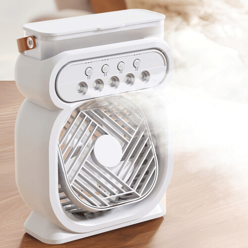 (black) Timing Switch Mini Air Cooler With LED Night Light Hot Three In One 2