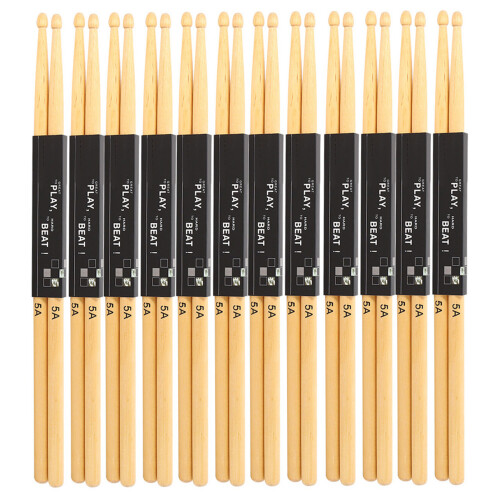 Maple Drumsticks 12 Pairs 5A Size for Snare Practice & Performance Drumming 1