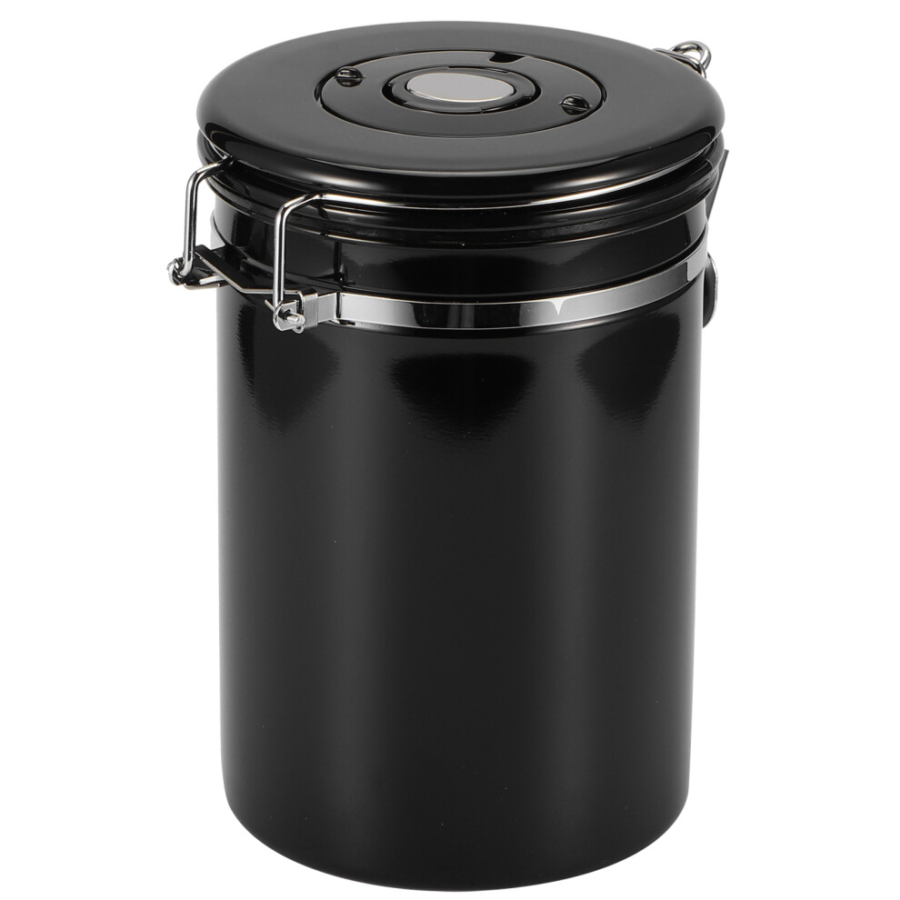 Stainless Steel Sealed Coffee Tea Storage Pot 1.8L Black 18.5cm-image-OPC-PMYFBWH-NEW