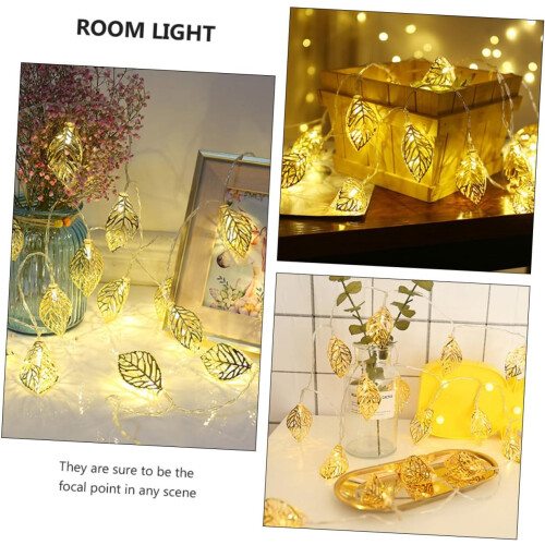 3 Pcs Metal Leaf String Lights Iron Led Room Decor Battery-Powered String Light 1