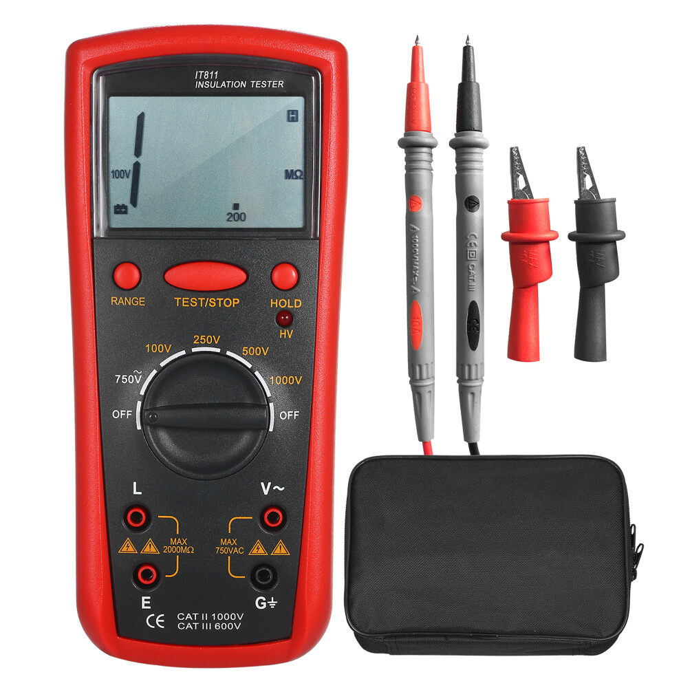 Digital Insulation Resistance Meter 0.1Mî©-2000Mî©, Handheld, 3.5 Lcd, Auto-Ranging 8471360823752
