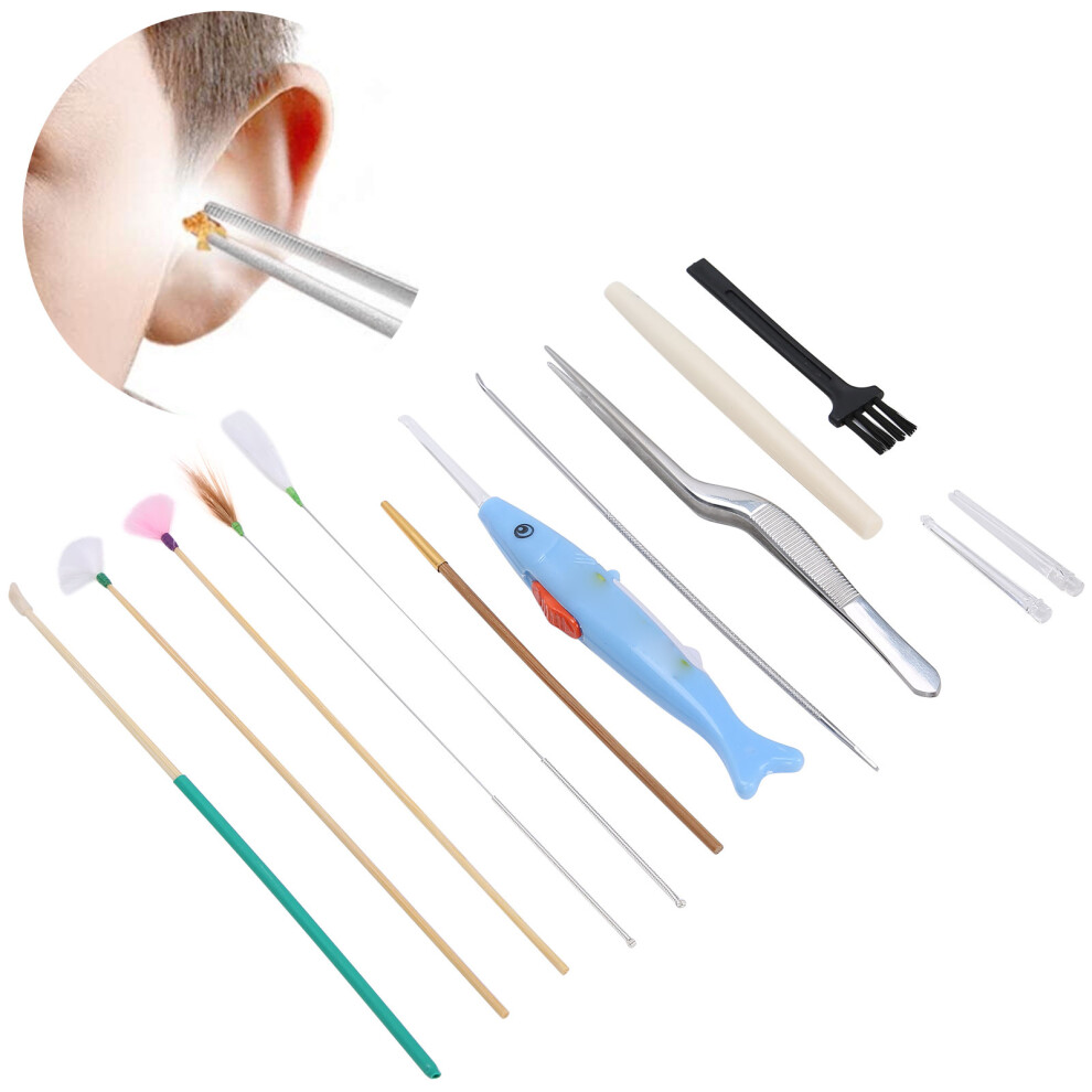 Light 11Pcs Stainless Steel Ear Wax Removal Kit With And Tweezers