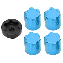 4 Stück Blaue Aluminium RC-Auto Radkranzmitte-Schutzkappe M4 Mutter für 1/10/8 Maßstab