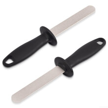 2Pc Double-Sided Diamond Files Sharpening Stone Tool 400/1000 Grit Ergonomic Handle For Chisel Scissor Blade Sharpener Hand Tools Black Silver