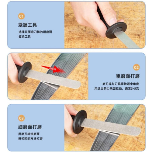 2Pc Double-Sided Diamond Files Sharpening Stone Tool 400/1000 Grit Ergonomic Handle For Chisel Scissor Blade Sharpener Hand Tools Black Silver 2