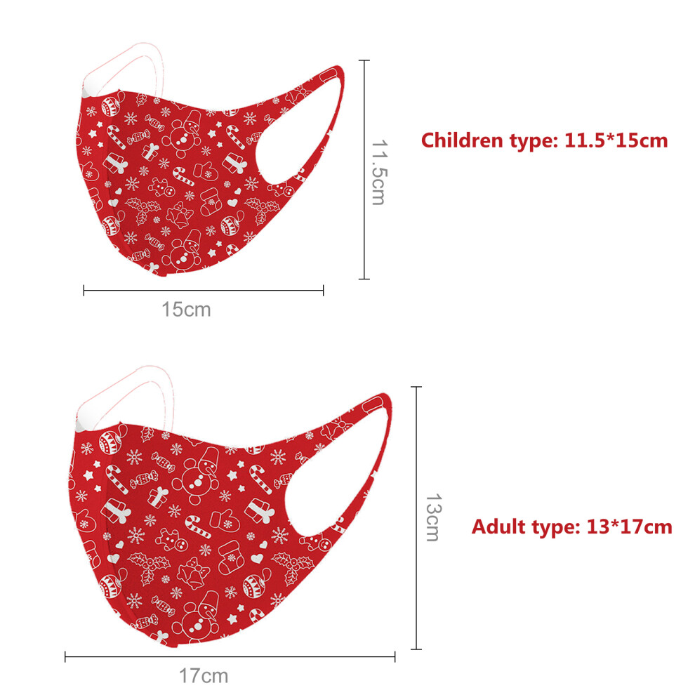 Skin-Friendly Reusable Christmas Face Mask with Elastic Ear Bands