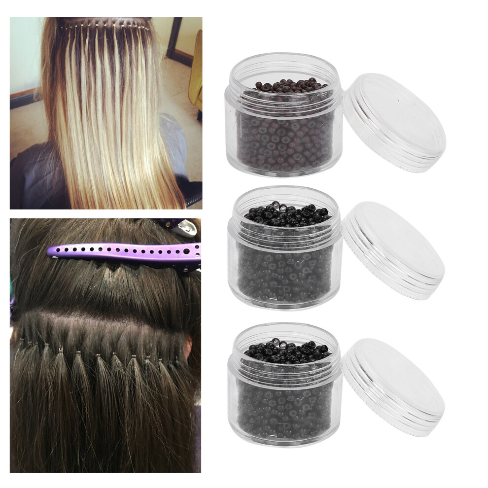 Unisex 3 Bottles Silicone Micro Link Rings 3Mm For Hair Extensions, 1000Pcs