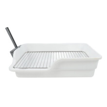 Dog Potty Tray Toilet, Spill Proof Dog Litter Box Stainless Steel Grid Puppy Pee Mesh Potty Training Tray for Indoor (White)