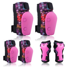 6-in-1 Kinder-Schutzausrüstung für Radfahren, Skaten, Scooter (Blau/Pink)
