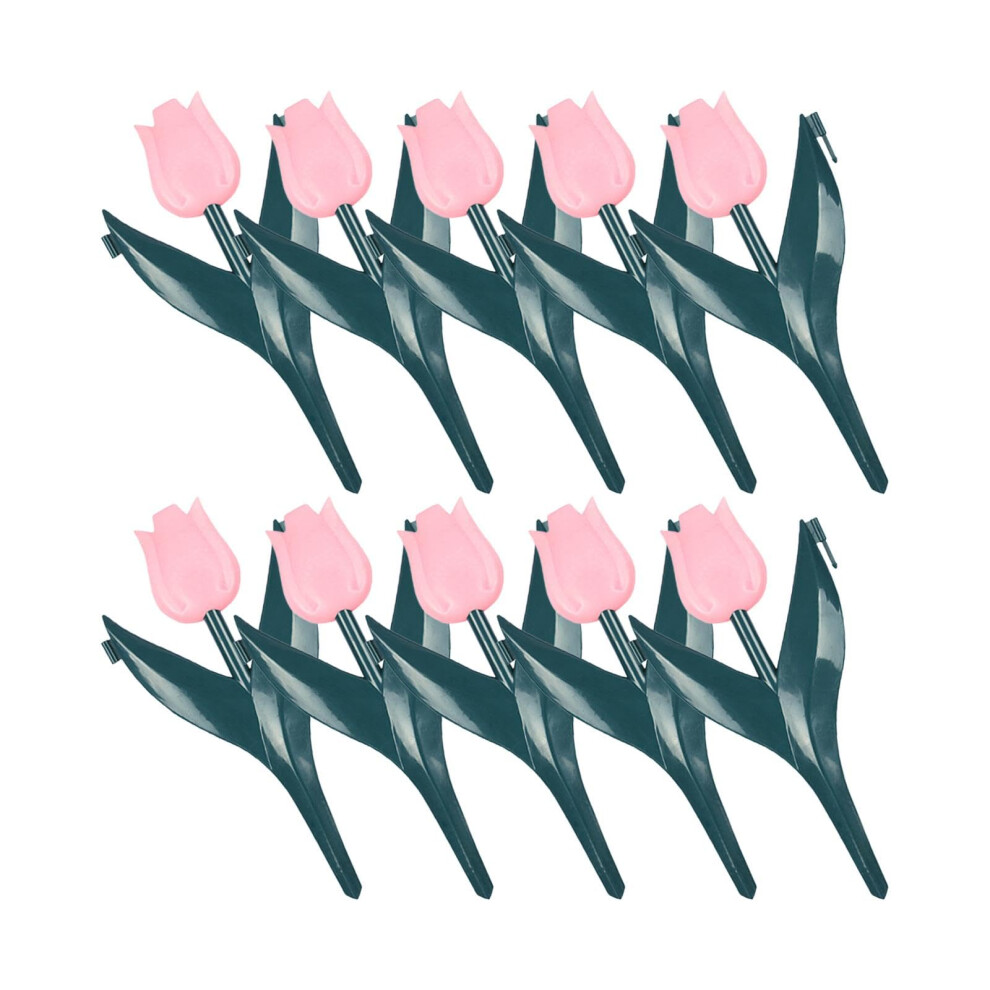 10Pcs Tulip Garden Edging Garden Fence Artificial Tulips Decorative Landscaping Edging Border For Outdoor Decor Easy Install, Pink Flower 9067246699796