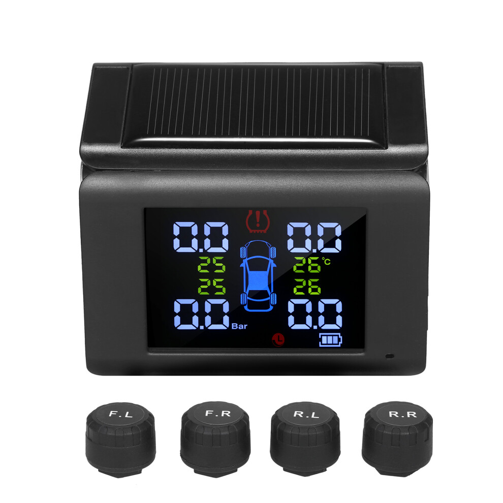Solar Tpms With 4 Sensors, Full-Color Screen, 7 Alarm Modes 8441360856852