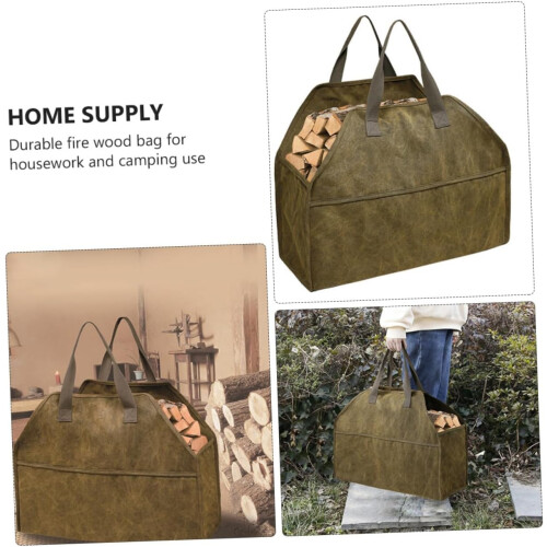 Fire Pit Logs Carrier Canvas Camping Kitchen Storage Bag Easy Handling 2