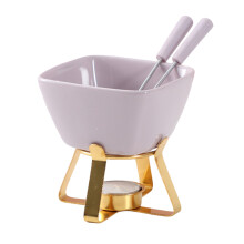 (purpleGold) Stylish Cheese Fondue Cup Set For Two Ceramic And Sturdy Includes 2