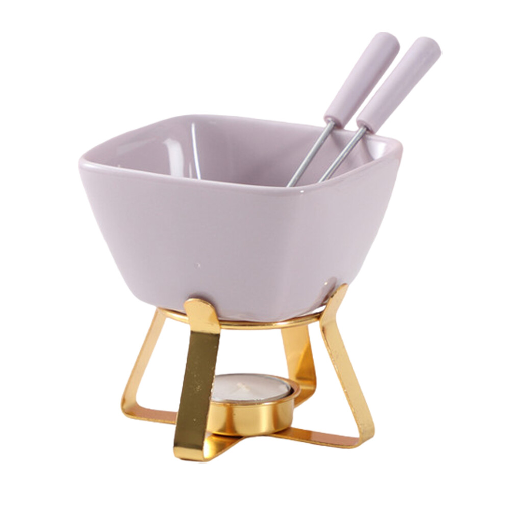 (purpleGold) Stylish Cheese Fondue Cup Set For Two Ceramic And Sturdy Includes 2