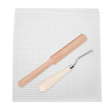 Mesh Fabric DIY HandMade Carpet Kit 50x50cm with Wooden Handle & Cutter
