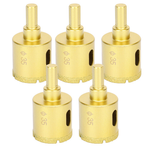 Diamond Brazing Drill Bit Set 5pcs for Masonry Glass Ceramic Concrete 35mm 1