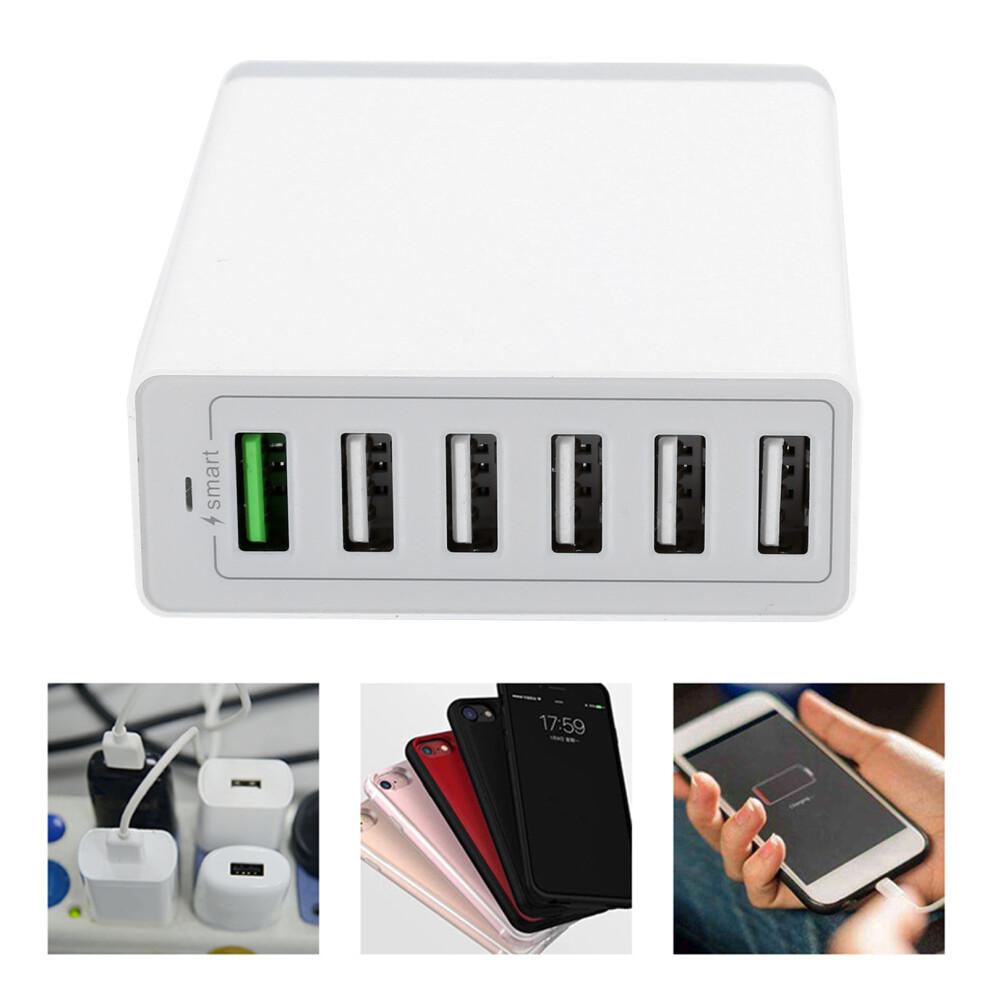 Multifunction 6 USB Travel Charger 50W Fireproof Safe Charging in White-image-OPC-PMYJ2D9-NEW