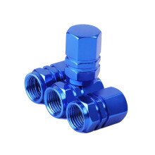4pcs Aluminum Alloy Car Tire Stem Caps Cap Covers Easy to Install Leakproof Car Vent Accessories for Pickup Blue