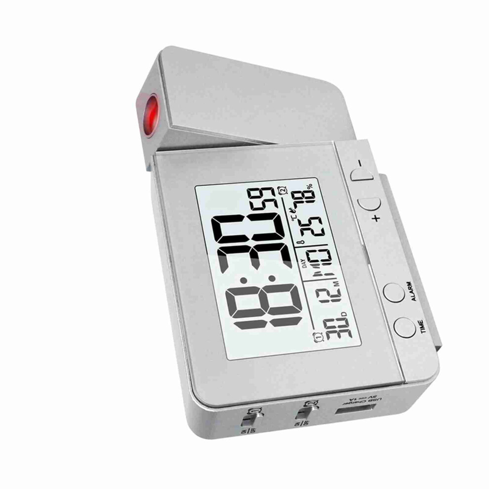Projection Alarm Clock For Bedroom With 180 Rotable Display And Dimmable Led 4971360904122
