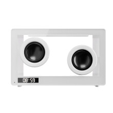 Portable Retro Bluetooth Speaker Clock Wireless HiFi Transparent Soundbar with RGB Light TF Card Audio Music Player A G