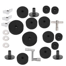Complete 23Pcs Drum Felt Pad Cymbal Kit Non-Slip Base Wing Nuts Washer Black