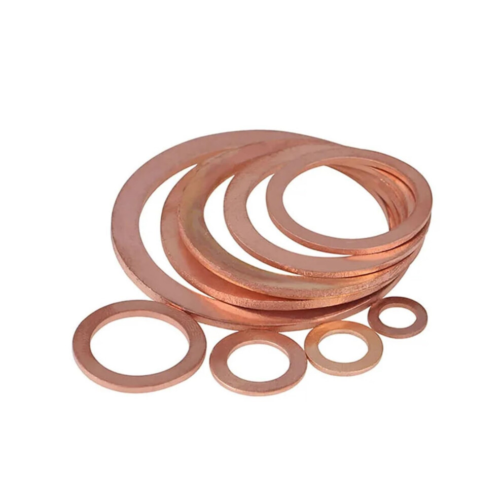 Solid Copper Washer, 30Pcs Copper Washers Set Gasket Flat Ring Seal Assortment Kit M4 M5 M6 M8 M9 M10 M12 M14 M16 M18 For Sump Plugs(M6 X10x 1) 9339159219072