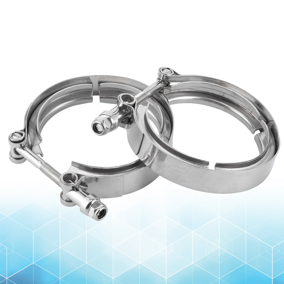 2Pcs 3In Stainless Steel Turbo Exhaust Pipe Clamp Vband Clip Chrome 7681360908224