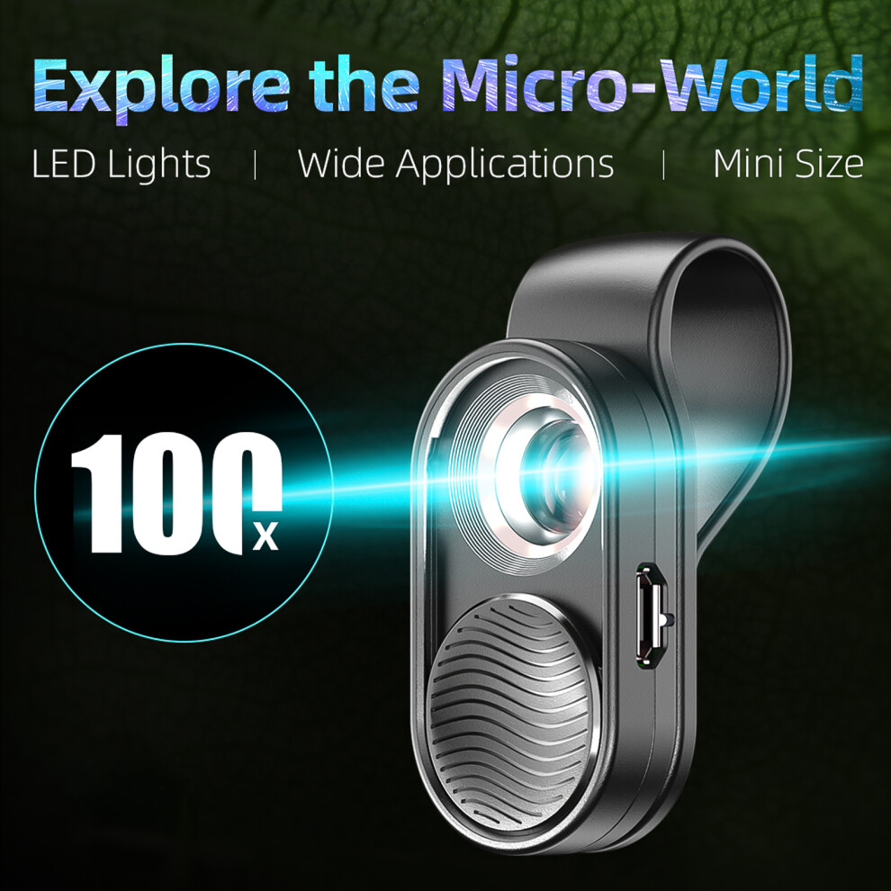 Mini Portable Smartphone Microscope 100X With Led 8.6Cm Light 8761360909656