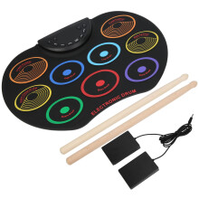 Portable Electronic Drum Pad with 9 Colorful Pads and USB Power Option