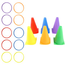 Outdoor Soccer Training Cones with 10 Rings, 6 PVC Markers for Kids & Adults