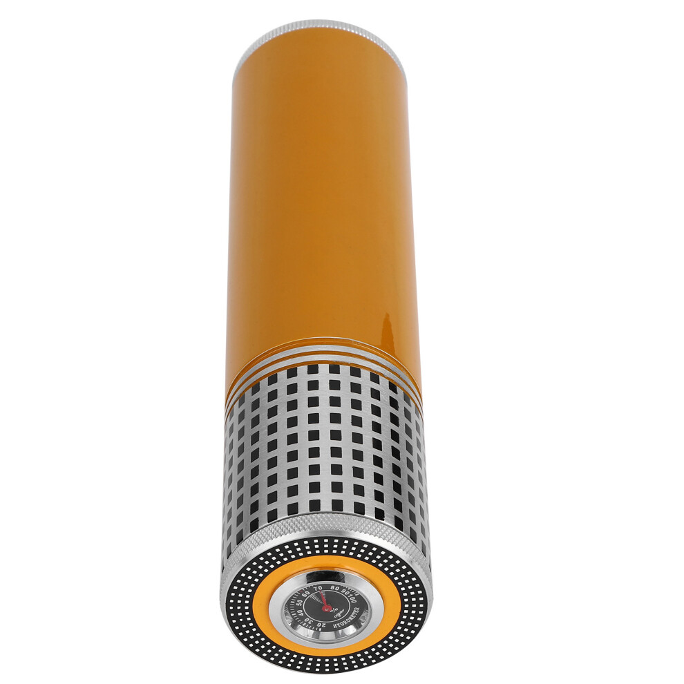 Yellow Zinc Alloy Travel Cigar Case Holds 3 Cigars 200X48mm