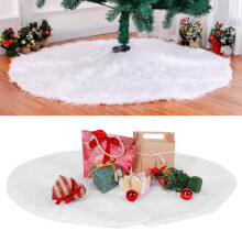 Weiße Flausch-Weihnachtsbaum-Unterlage, 150 cm Basisabdeckung, Matte für Weihnachten & Neujahr