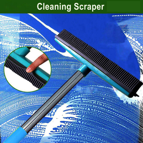 Multi-Function Telescopic Floor Carpet Broom with Pet Hair Removal, Blue 2