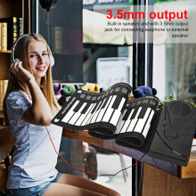 49-Tasten tragbares Roll-up-Klavier für Kinder, Schwarz, 83 cm