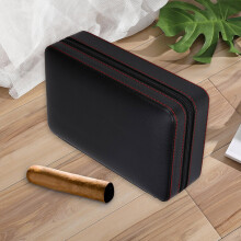 Tragbarer Zigarrenkoffer mit Zedernholzinnenfutter, passend für 4 Zigarren, Maße: 20,5x13x7cm